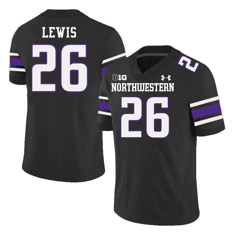 Northwestern Wildcats #26 Jalen Lewis College Football Jerseys Stitched-Black